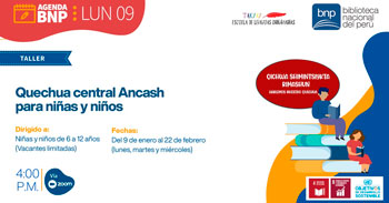 Taller virtual gratuito de quechua central Ancash para niñas y niños