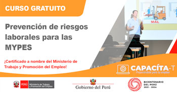 Curso online gratis certificado: Prevención de riesgos laborales para las MYPE (Ministerio de Trabajo)