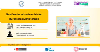 INEN ofrece una sesión virtual educativa de nutrición durante la quimioterapia