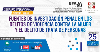 Seminario gratis sobre fuentes de investigación penal en los delitos de violencia contra la mujer y trata de personas