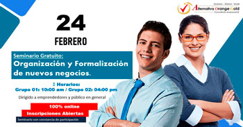 Seminario gratuito respecto a la organización y formalización de nuevos negocios