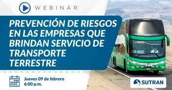 (Webinar Gratuito) SUTRAN: Prevención de riesgos en las empresas que brindan servicio de transporte terrestre
