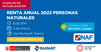 (Charla Virtual Gratuita) SUNAT: Renta anual 2022 - Personas naturales