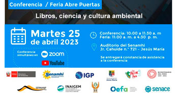 Conferencia feria abre puertas "Libros, ciencia y cultura ambiental" del Ministerio del Ambiente (MINAM)