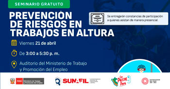 Seminario gratuito: "Prevención de riesgos en trabajos en altura" del SUNAFIL