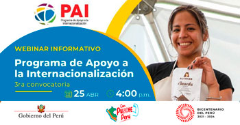 Webinar online Informativo "Programa de Apoyo a la Internacionalización (PAI)" del MINCETUR