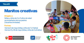 Taller Presencial Gratuito "Manitos creativas" De la biblioteca nacional  (BNP)