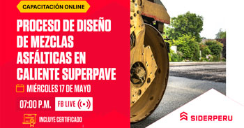 Capacitación online gratis certificado "Proceso de Mezclas Asfálticas en Caliente" de SIDERPERU