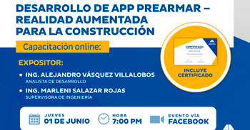  Capacitación online gratis "Desarrollo de APP PREARMAR - Realidad Aumentada para la construcción"