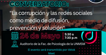 Conversatorio online gratis "La corrupción y las redes sociales como medio de difusión, prevención y solución"