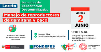  Curso presencial "Manejo de reproductores de gamitana y paco" de FONDEPES