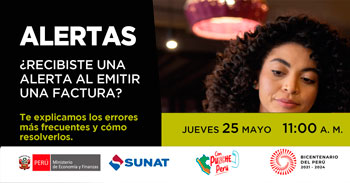 Evento online gratis "¿Recibiste una alerta al emitir una factura?" de la SUNAT