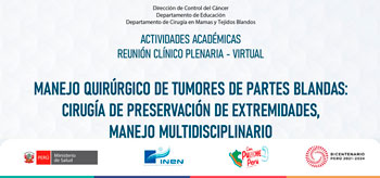 Reunión Clínico Plenaria virtual "Manejo Quirúrgico de Tumores de Partes Blandas" del INEN