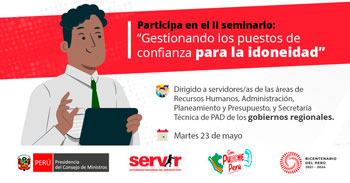 Seminario online "Gestionando los puestos de confianza para la idoneidad" del SERVIR