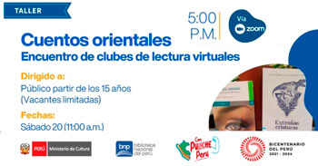 Taller presencial gratuito "Cuentos orientales. Encuentro de clubes de lectura virtuales" De la (BNP)