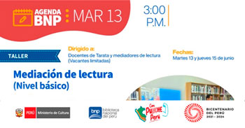 Taller Presencial "Mediación de lectura (Nivel básico)" de la Biblioteca Nacional(BNP)