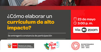 Taller online gratis  "¿Cómo elaborar un currículum de alto impacto?" del (MTPE)