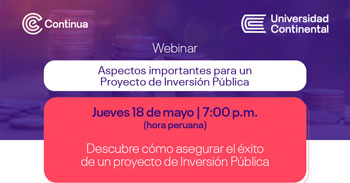 Webinar online "Aspectos importantes a considerar para formular un Proyecto de Inversión"