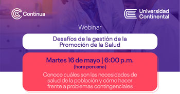 Webinar online "Desafíos de la gestión de la Promoción de la Salud" de la Universidad Continental
