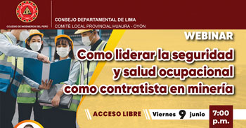 Webinar online gratis "Como Liderar la Seguridad y Salud Ocupacional como Contratista en Minería"