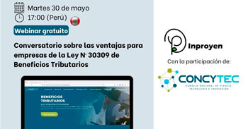 Webinar online gratis Conversatorio sobre las ventajas para las empresas con la Ley 30309 del CONCYTEC