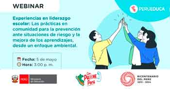 Webinar online gratis "Experiencias en liderazgo escolar" del MINEDU