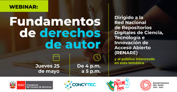 Webinar online gratis "Fundamentos de derecho de autor" del CONCYTEC