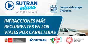 Webinar online gratis"Infracciones mas recurrente en los viajes por carreteras en el 2022" de la SUTRAN