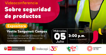 Conferencia online gratis "Sobre seguridad de productos" del INDECOPI