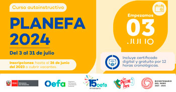 Curso online gratis certificado "Planefa 2024" del OEFA