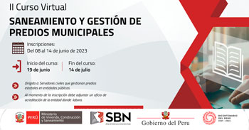 Curso online gratis sobre "Saneamiento y Gestión de Predios Municipales" de la SBS