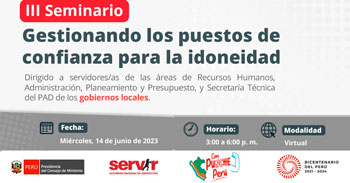 Seminario online "Gestionando los puestos de confianza para la idoneidad" del SERVIR