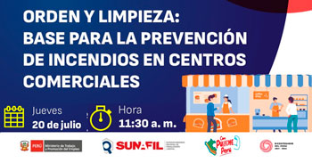 Charla online gratis Orden y limpieza: base para la prevención de incendios en centros comerciales de la SUNAFIL