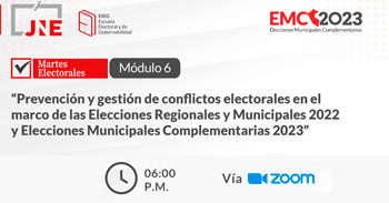 Conferencia online Prevención y gestión de conflictos electorales en el marco de las Elecciones Regionales y Municipales
