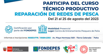 Curso Presencial gratis "Reparación de redes de pesca" de FONDEPES