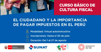 Curso online gratis certificado "El ciudadano y la importancia de pagar impuestos en el Perú" de la SUNAT