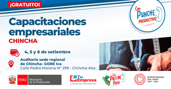 Capacitaciones empresariales presenciales en Chincha ofrecidas por el Ministerio de la Producción