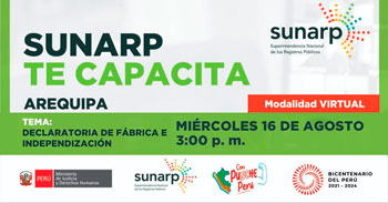 Charla online gratis "Declaratoria de fábrica e independización"  de la SUNARP