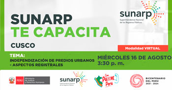 Charla online gratis "Independización de predios urbanos - aspectos registrales"  de la SUNARP