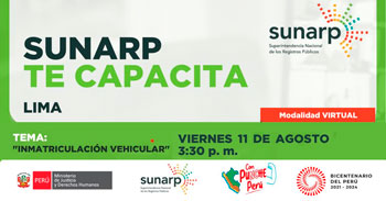 Charla online gratis "Inmatriculación vehicular"  de la SUNARP