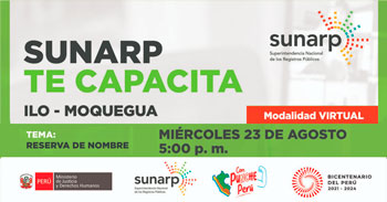 Charla online gratis "Reserva de nombre"  de la SUNARP