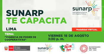 Charla online gratis "Vigencia de poder de cooperativas"  de la SUNARP