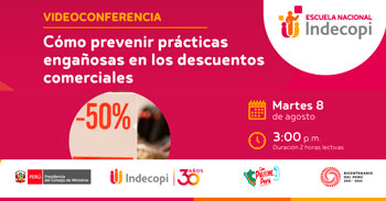 Conferencia online gratis "Cómo prevenir prácticas engañosas en los descuentos comerciales" del INDECOPI