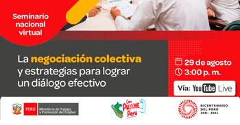 Seminario online gratis "La negociación colectiva y estrategias para lograr un diálogo efectivo" del MTPE
