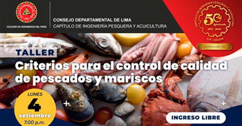 Taller online gratis "Criterios para el control de calidad de pescados y mariscos"