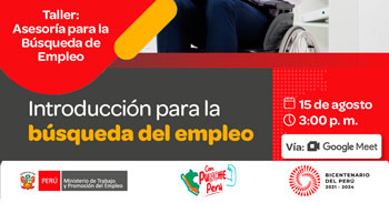 Taller online gratis "Introducción para la búsqueda de empleo" del MTPE