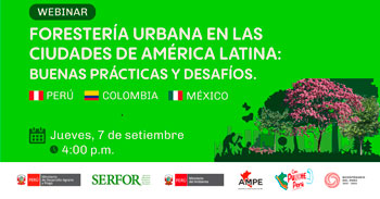 Webinar online Forestería Urbana en las ciudades de América Latina: buenas prácticas y desafíos. Perú, Colombia y México