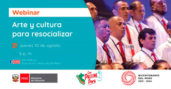 Webinar online gratis"Arte y cultura para resocializar"  del MINEDU
