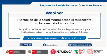 Webinar online gratis"Promoción de la salud mental desde el rol docente en la comunidad educativa" 