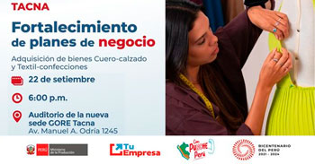 Capacitación presencial "Fortalecimiento  de planes de negocio" del Ministerio de la Producción